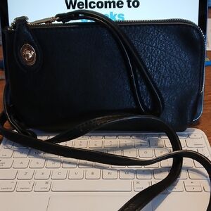 Black Leather look Crossbody Bag